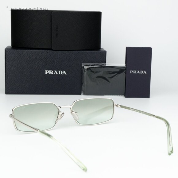 NEW Prada PRA60S 1BC80G Silver Grey Mirror Rectangle Unisex Sunglasses 0PR A60S - Picture 7 of 7